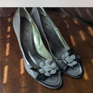 Elegant Gray Peep-Toe Heels